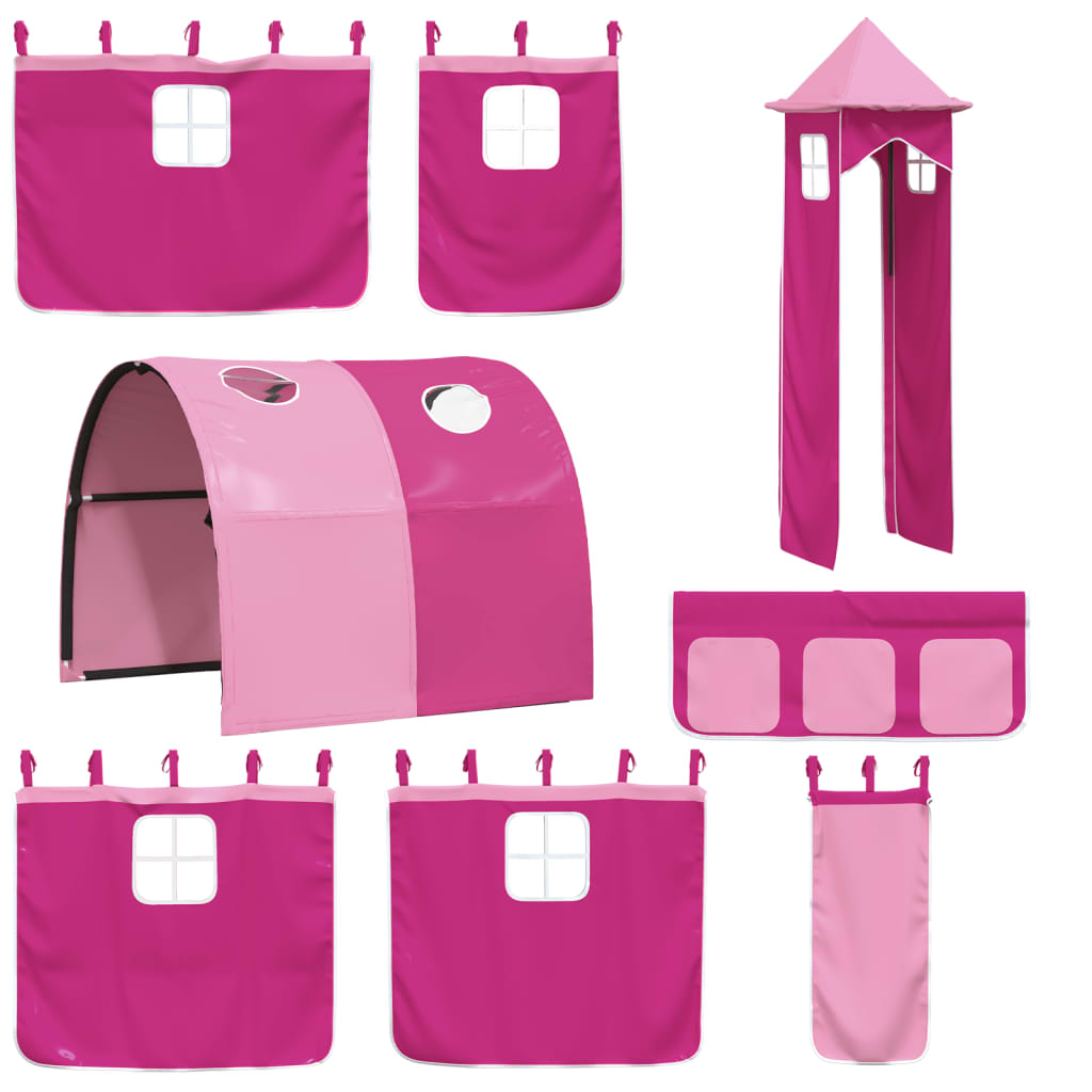 Children's loft bed with tower without mattress pink 80x200 cm