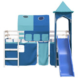 Children's loft bed with tower without mattress blue 80x200 cm