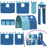 Children's loft bed with tower without mattress blue 80x200 cm