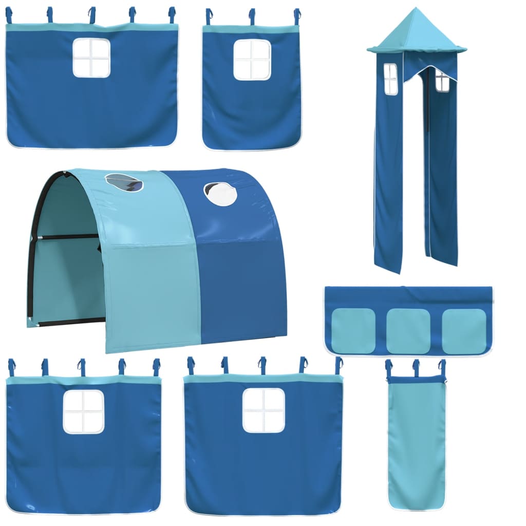 Children's loft bed with tower without mattress blue 80x200 cm