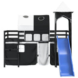 Children's loft bed and tower without mattress white black 80x200cm