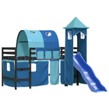 Children's loft bed with tower without mattress blue 80x200 cm