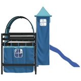 Children's loft bed with tower without mattress blue 80x200 cm