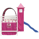 Children's loft bed with tower without mattress pink 90x200 cm