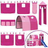 Children's loft bed with tower without mattress pink 90x200 cm