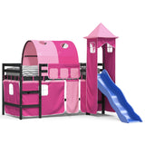 Children's loft bed with tower without mattress pink 90x200 cm