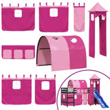 Children's loft bed with tower without mattress pink 90x200 cm