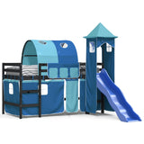 Children's loft bed with tower without mattress blue 90x190 cm