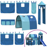 Children's loft bed with tower without mattress blue 90x190 cm