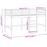 Children's loft bed without mattress with ladder 80x200 cm