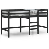 Lit mezzanine d'enfants sans matelas avec échelle noir 80x200cm