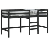 Lit mezzanine d'enfants sans matelas avec échelle noir 80x200cm