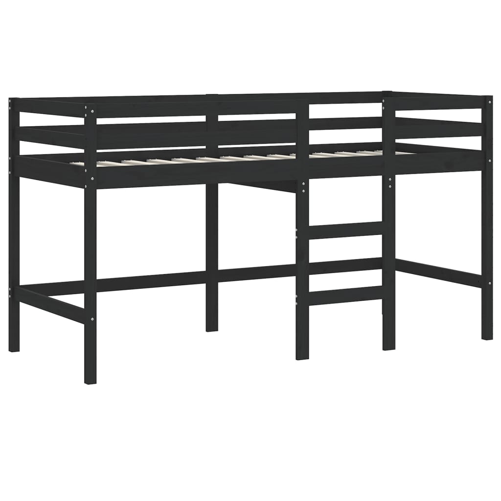 Lit mezzanine d'enfants sans matelas avec échelle noir 80x200cm