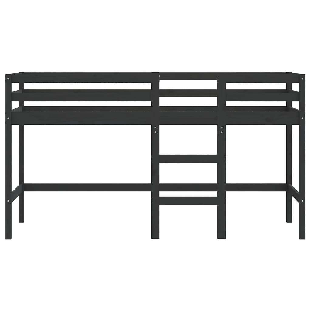 Lit mezzanine d'enfants sans matelas avec échelle noir 80x200cm