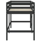 Children's loft bed without mattress with ladder black 80x200cm