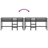 Lit mezzanine d'enfants sans matelas avec échelle noir 80x200cm