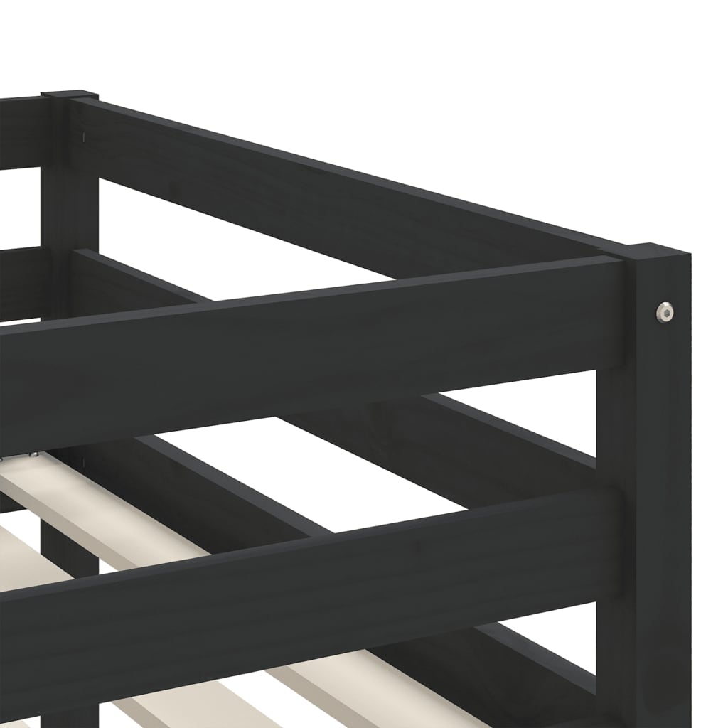 Children's loft bed without mattress with ladder black 80x200cm