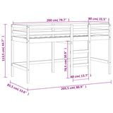 Children's loft bed without mattress with ladder black 80x200cm