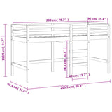 Lit mezzanine d'enfants sans matelas avec échelle 90x200 cm