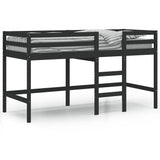 Lit mezzanine d'enfants sans matelas avec échelle noir 90x200cm