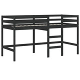 Lit mezzanine d'enfants sans matelas avec échelle noir 90x200cm