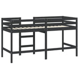 Lit mezzanine d'enfants sans matelas avec échelle noir 90x200cm