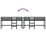 Lit mezzanine d'enfants sans matelas avec échelle noir 90x200cm