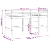 Kinderhochbett ohne Matratze mit Leiter schwarz 90x190cm