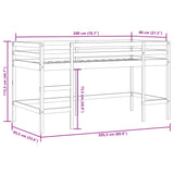 Children's loft bed without mattress with ladder 80x200 cm