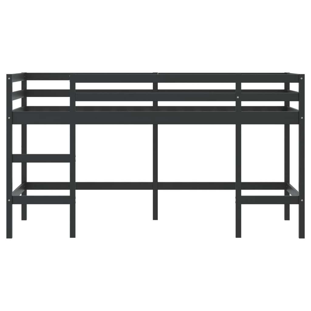 Children's loft bed without mattress with ladder black 80x200cm