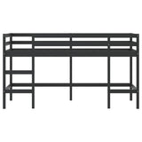 Children's loft bed without mattress with ladder black 80x200cm