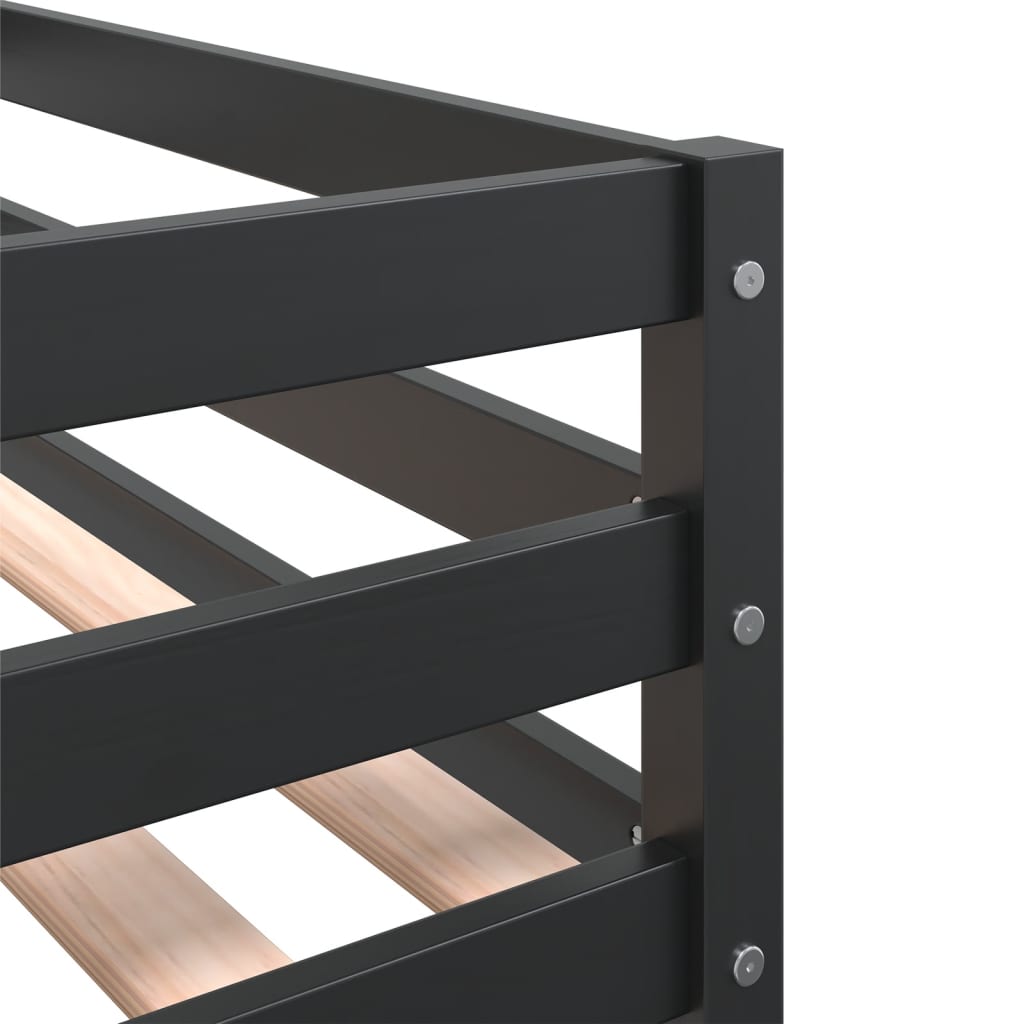 Children's loft bed without mattress with ladder black 80x200cm