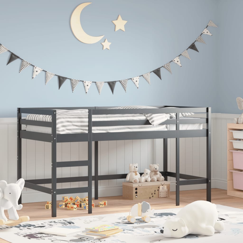 Children's loft bed without mattress with ladder black 80x200cm