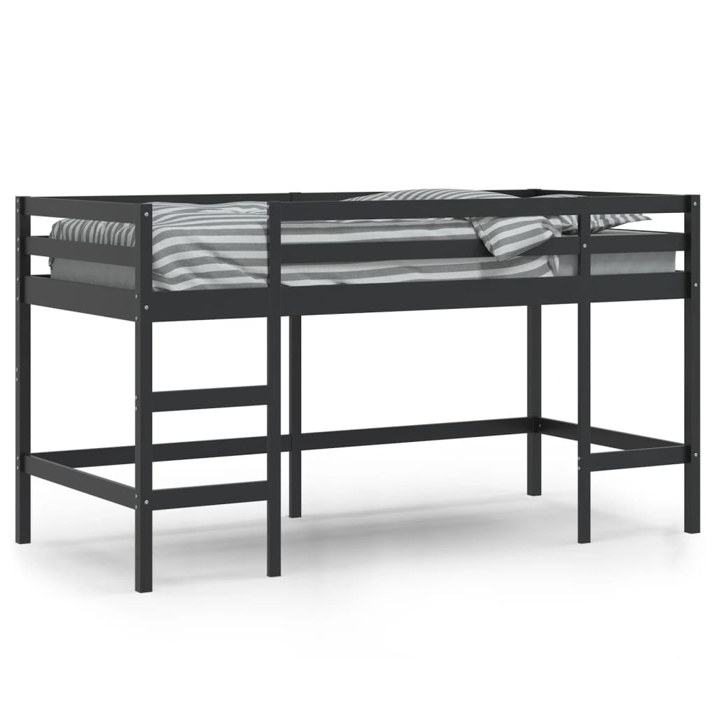 Children's loft bed without mattress with ladder black 90x200cm