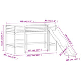 Kinderhochbett ohne Matratze mit Rutsche 80x200 cm