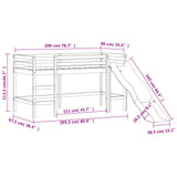 Kinderhochbett ohne Matratze mit Rutsche 90x200 cm