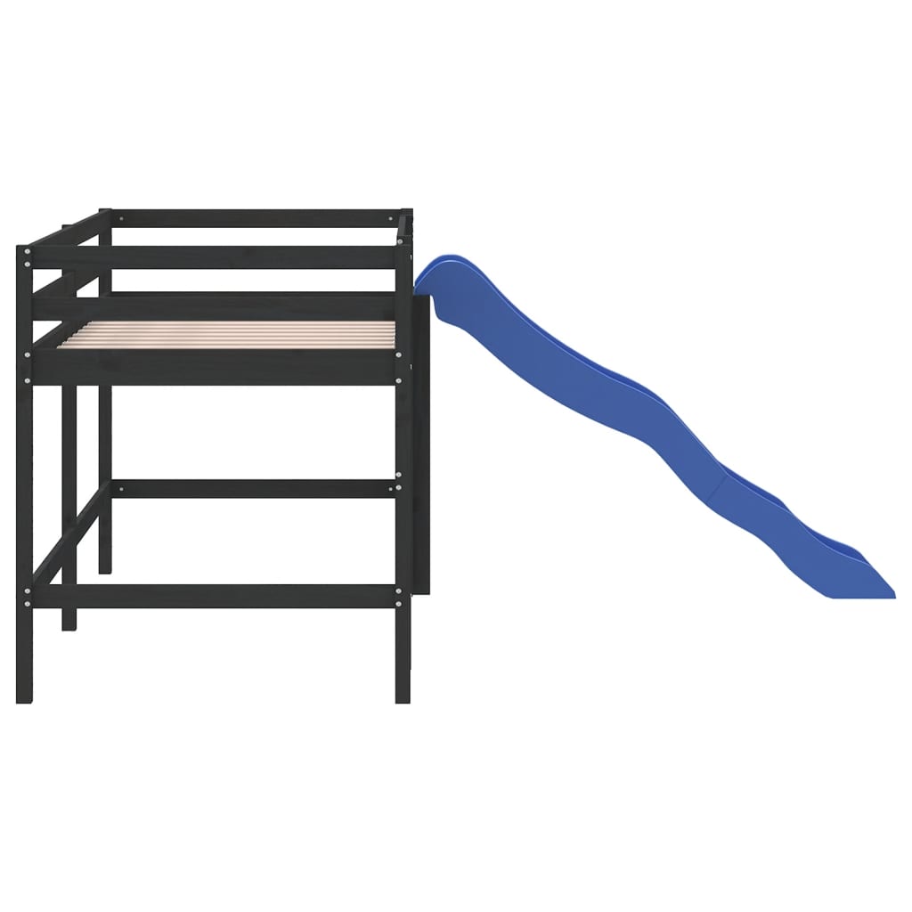 Lit mezzanine d'enfants sans matelas avec toboggan 90x190 cm