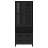 Buffet VIKEN noir 80x40x200 cm bois massif de pin