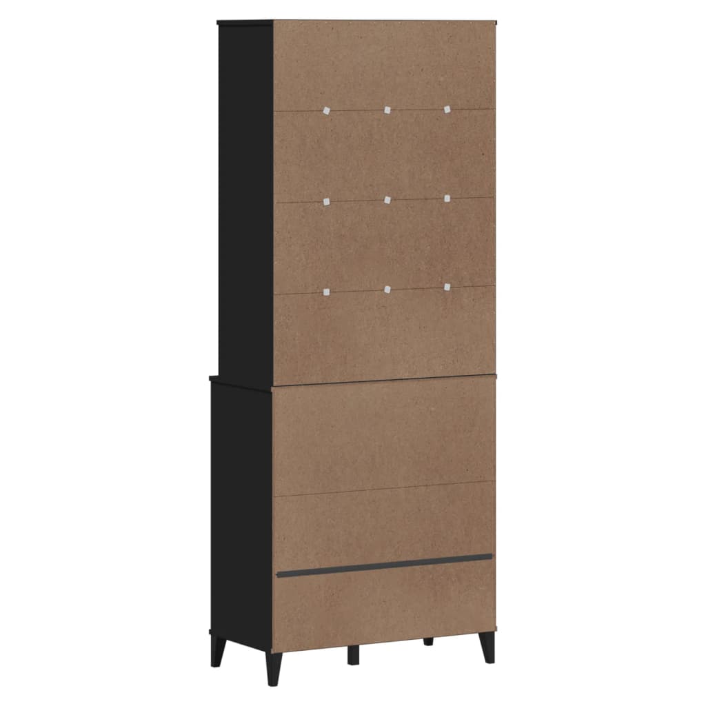 Buffet VIKEN noir 80x40x200 cm bois massif de pin