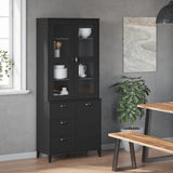 Buffet VIKEN noir 80x40x190 cm bois massif de pin