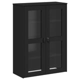 Buffet VIKEN noir 80x40x190 cm bois massif de pin