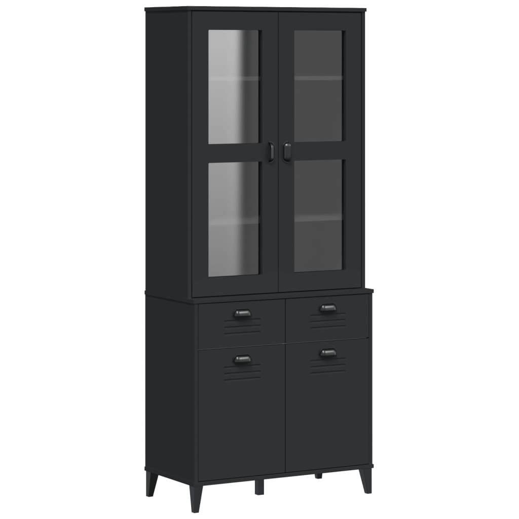 Buffet VIKEN noir 80x40x190 cm bois massif de pin