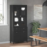 Buffet VIKEN noir 80x40x190 cm bois massif de pin