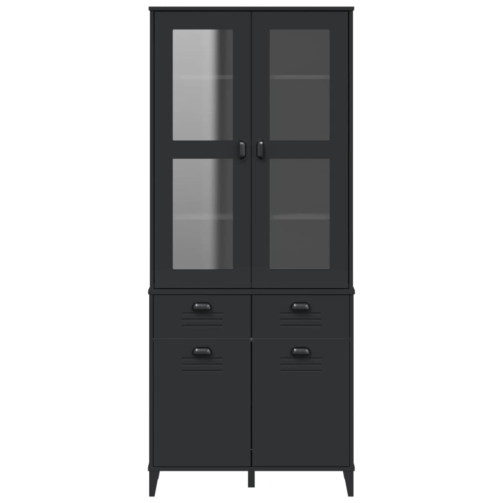 Buffet VIKEN noir 80x40x190 cm bois massif de pin