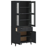 Buffet VIKEN noir 80x40x190 cm bois massif de pin