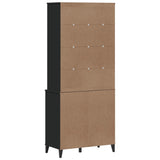 Buffet VIKEN noir 80x40x190 cm bois massif de pin