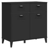 Buffet VIKEN noir 80x40x190 cm bois massif de pin