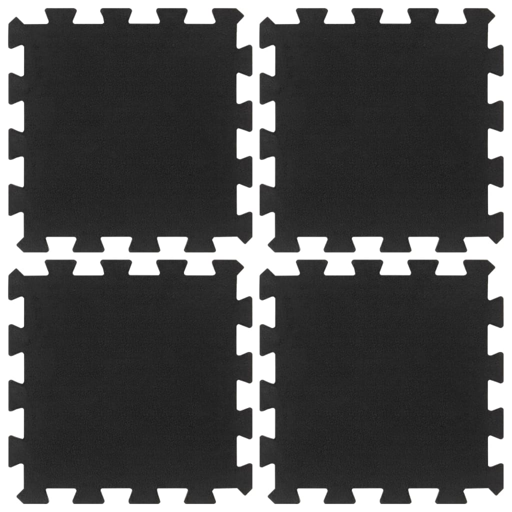 Carreaux de sol caoutchouc 4 pcs noir 16 mm 30x30 cm