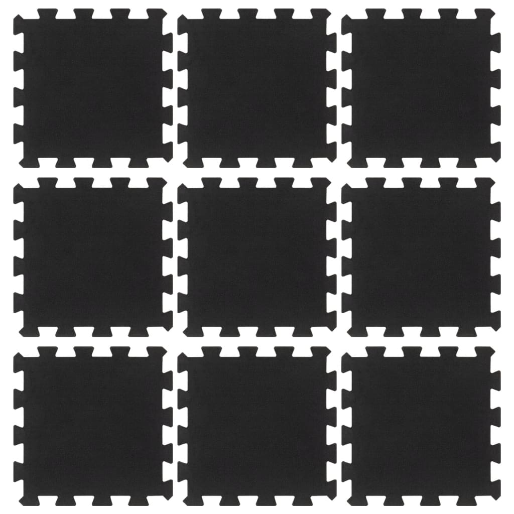 Carreaux de sol caoutchouc 9 pcs noir 16 mm 30x30 cm