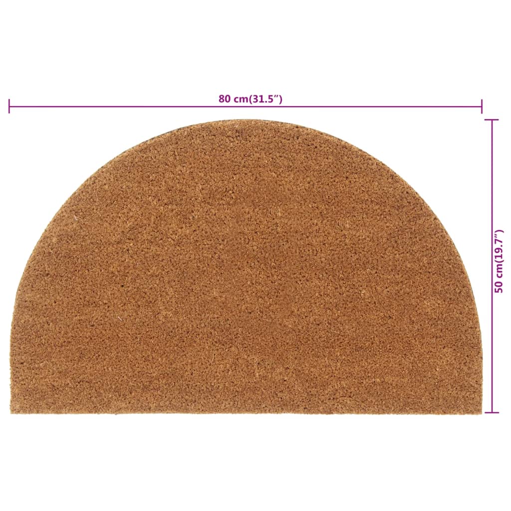 Tapis de porte naturel demi-rond 50x80cm fibre de coco touffeté